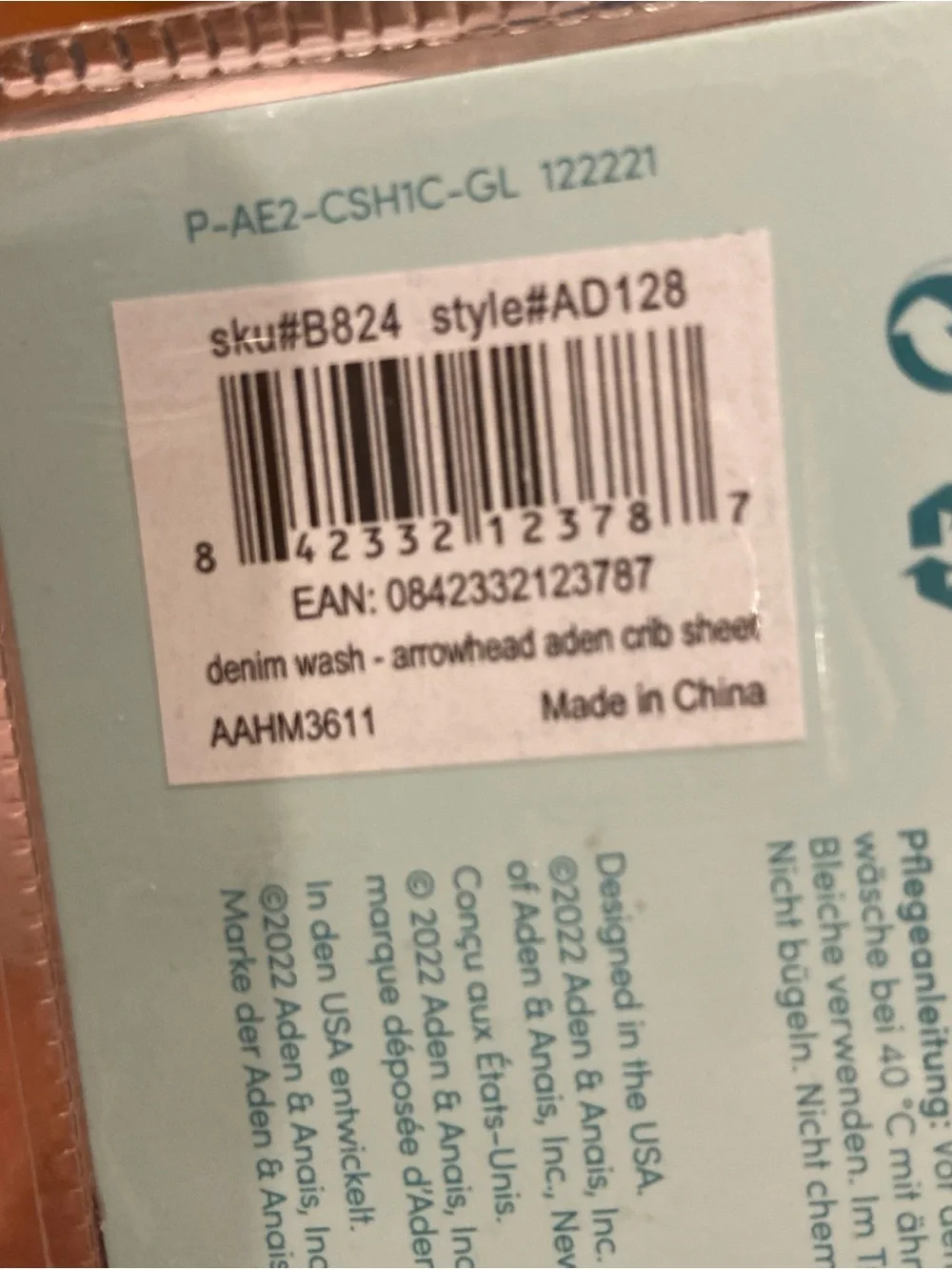 Brand New aden + anais Essentials Denim Wash Arrowhead Crib Sheet Cotton Muslin